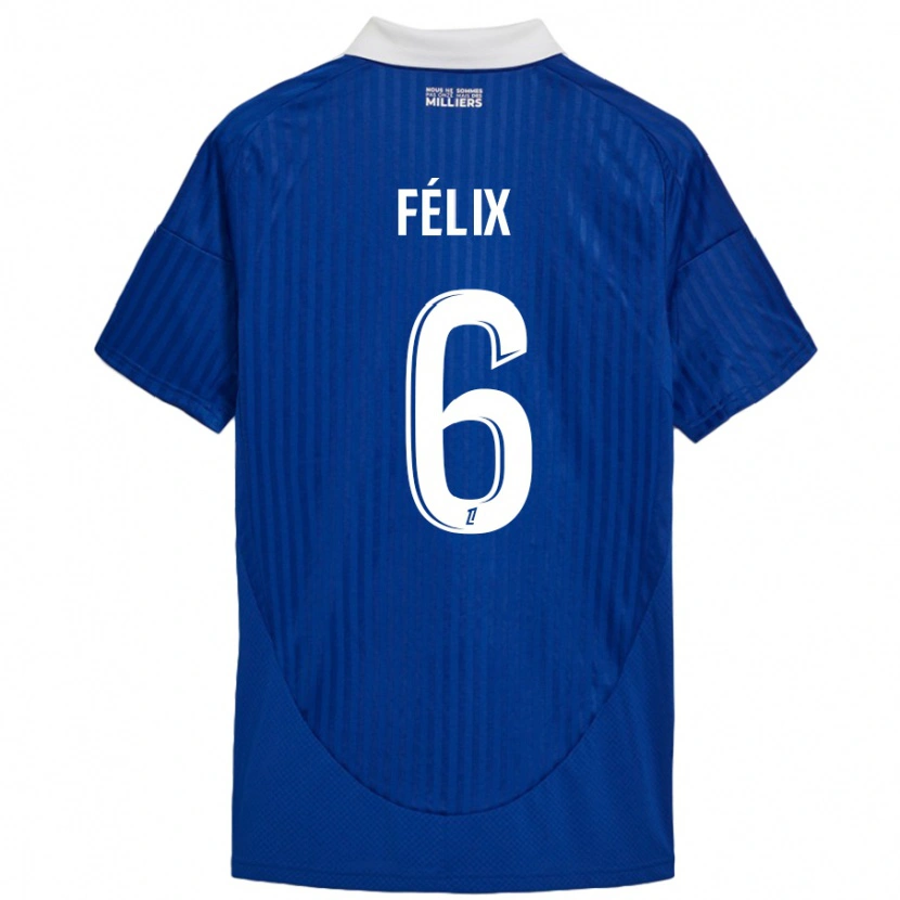 Danxen Män Félix Lemaréchal #6 Blå Vit Hemmatröja Matchtröjor 2024/25 Tröjor T-Tröja
