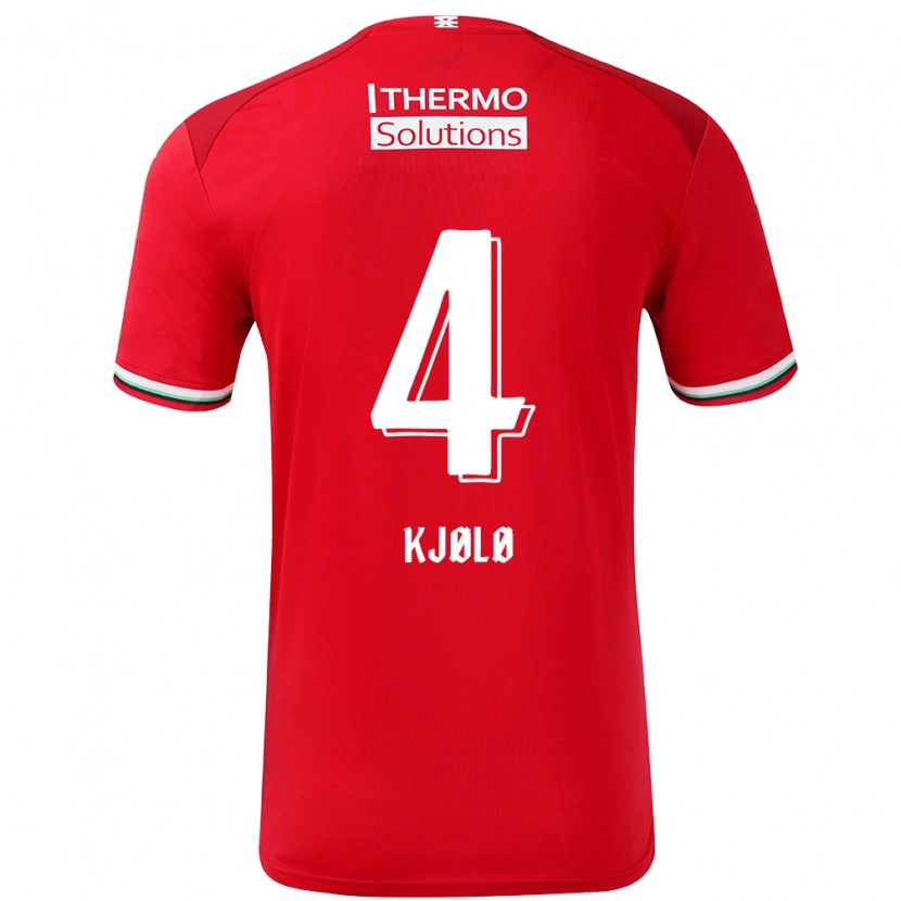 Danxen Män Mathias Kjølø #4 Röd Vit Hemmatröja Matchtröjor 2024/25 Tröjor T-Tröja