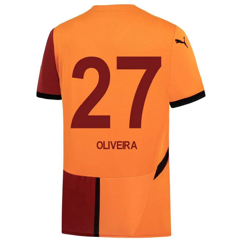 Danxen Män Sérgio Oliveira #27 Gul Röd Hemmatröja Matchtröjor 2024/25 Tröjor T-Tröja