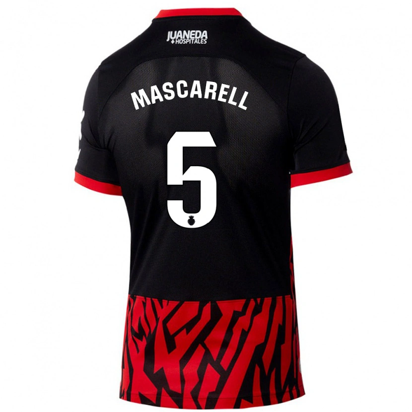Danxen Män Omar Mascarell #5 Svart Röd Hemmatröja Matchtröjor 2024/25 Tröjor T-Tröja