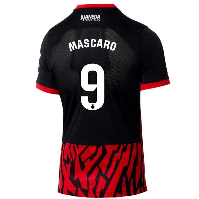 Danxen Män Pau Mascaró #9 Svart Röd Hemmatröja Matchtröjor 2024/25 Tröjor T-Tröja