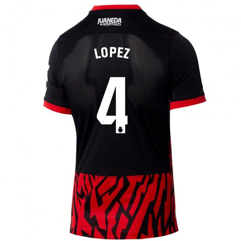 Danxen Män David López #4 Svart Röd Hemmatröja Matchtröjor 2024/25 Tröjor T-Tröja