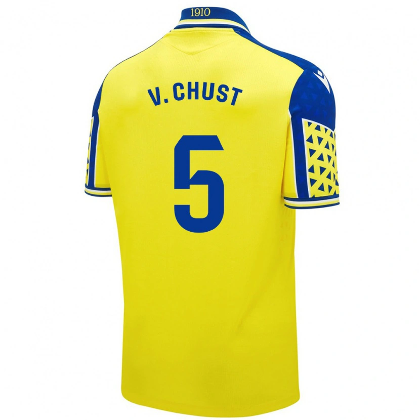 Danxen Män Víctor Chust #5 Gul Blå Hemmatröja Matchtröjor 2024/25 Tröjor T-Tröja