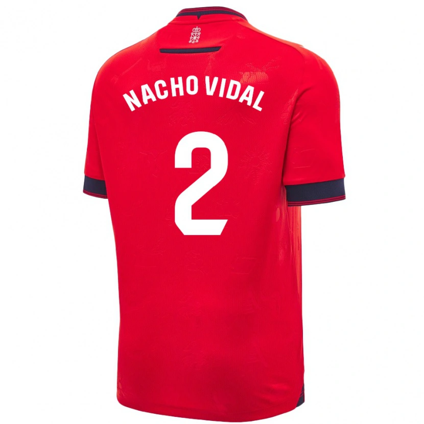Danxen Män Nacho Vidal #2 Röd Vit Hemmatröja Matchtröjor 2024/25 Tröjor T-Tröja