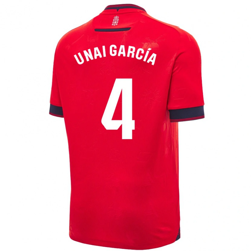 Danxen Män Unai García #4 Röd Vit Hemmatröja Matchtröjor 2024/25 Tröjor T-Tröja