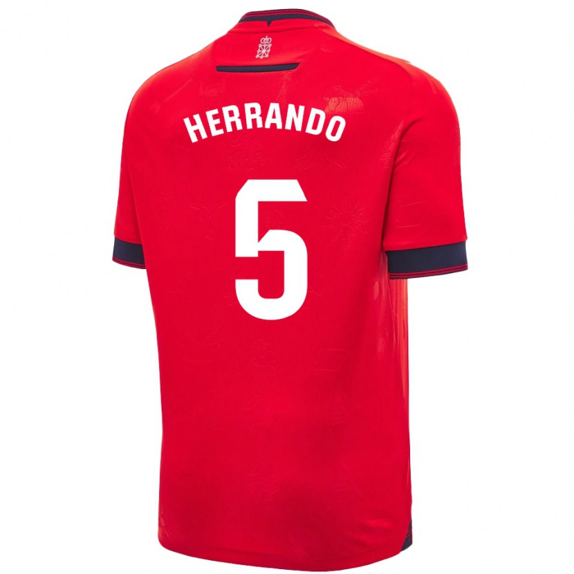 Danxen Män Jorge Herrando #5 Röd Vit Hemmatröja Matchtröjor 2024/25 Tröjor T-Tröja