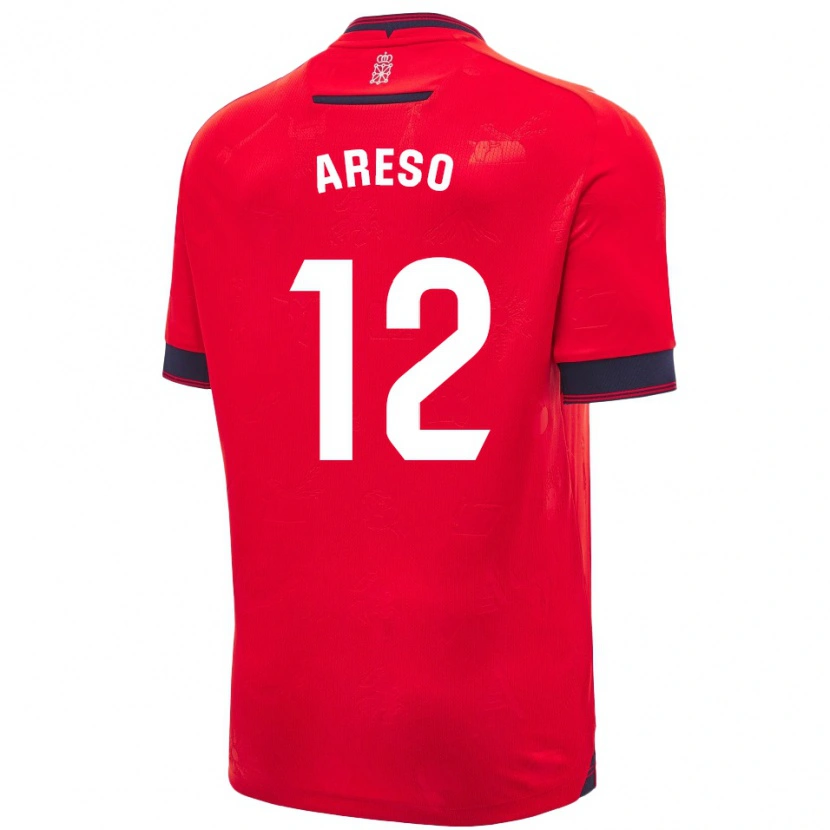 Danxen Män Jesús Areso #12 Röd Vit Hemmatröja Matchtröjor 2024/25 Tröjor T-Tröja