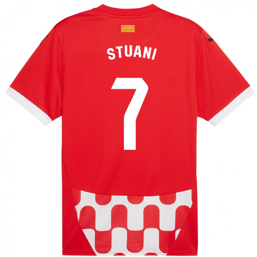 Danxen Män Cristhian Stuani #7 Röd Vit Hemmatröja Matchtröjor 2024/25 Tröjor T-Tröja