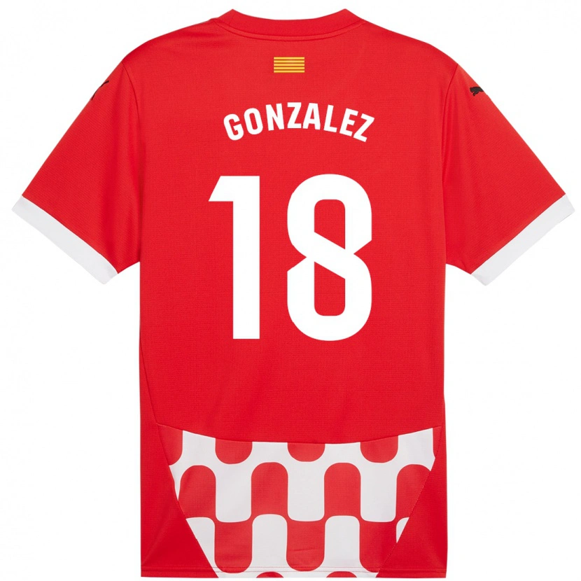 Danxen Män Gerard González #18 Röd Vit Hemmatröja Matchtröjor 2024/25 Tröjor T-Tröja