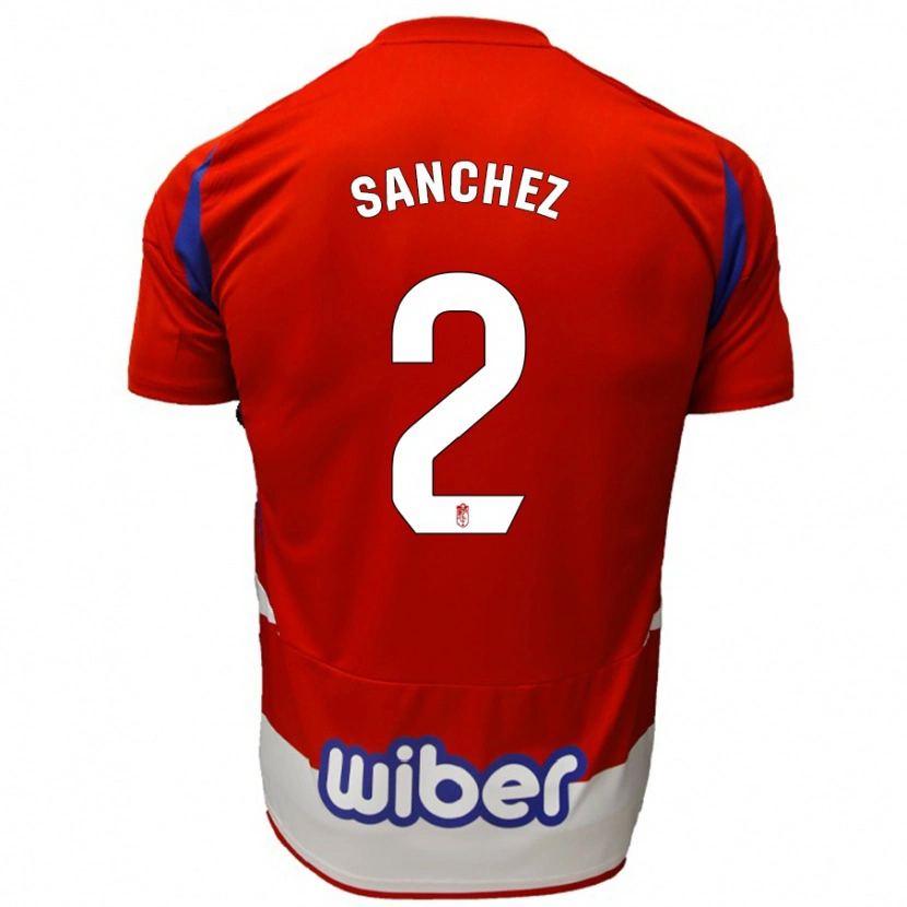 Danxen Män Rubén Sánchez #2 Röd Vit Blå Hemmatröja Matchtröjor 2024/25 Tröjor T-Tröja
