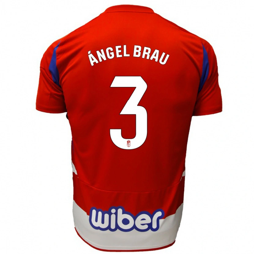 Danxen Män Miguel Ángel Brau #3 Röd Vit Blå Hemmatröja Matchtröjor 2024/25 Tröjor T-Tröja