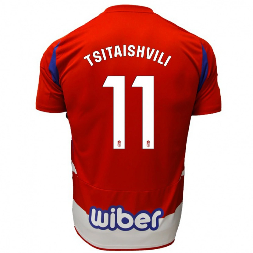 Danxen Män Georgiy Tsitaishvili #11 Röd Vit Blå Hemmatröja Matchtröjor 2024/25 Tröjor T-Tröja