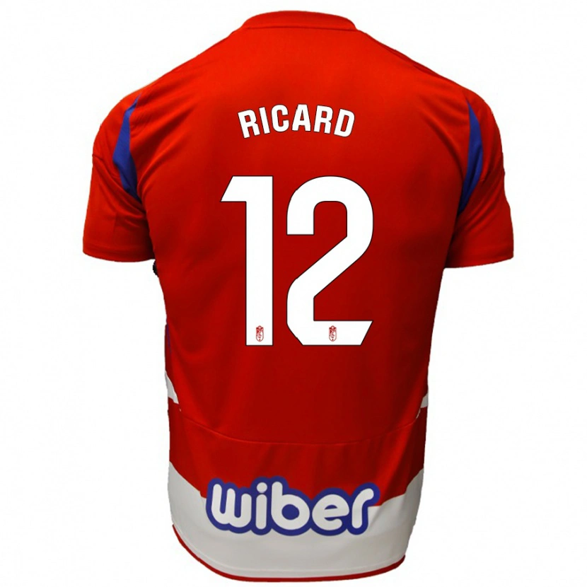 Danxen Män Ricard Sánchez #12 Röd Vit Blå Hemmatröja Matchtröjor 2024/25 Tröjor T-Tröja