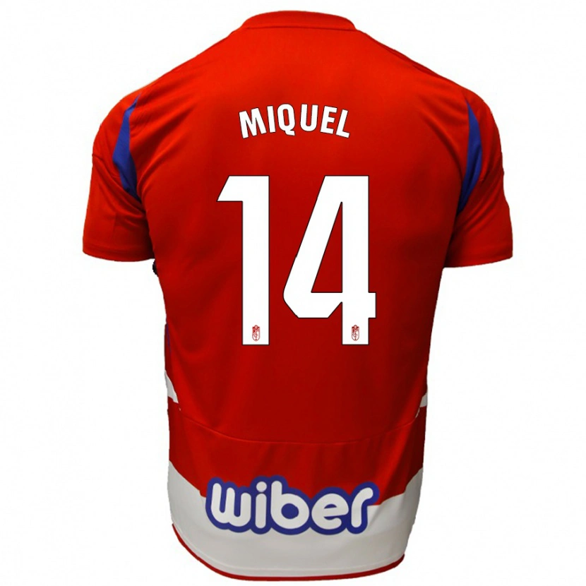 Danxen Män Ignasi Miquel #14 Röd Vit Blå Hemmatröja Matchtröjor 2024/25 Tröjor T-Tröja