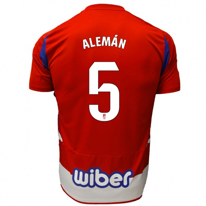 Danxen Män Carlos Alemán #5 Röd Vit Blå Hemmatröja Matchtröjor 2024/25 Tröjor T-Tröja