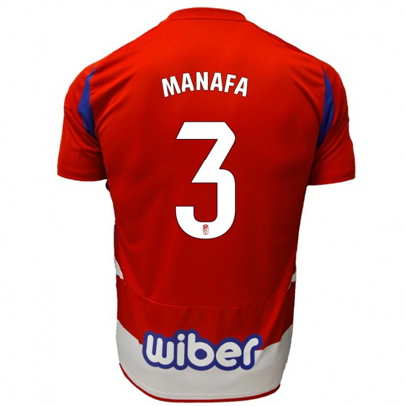 Danxen Män Wilson Manafá #3 Röd Vit Blå Hemmatröja Matchtröjor 2024/25 Tröjor T-Tröja