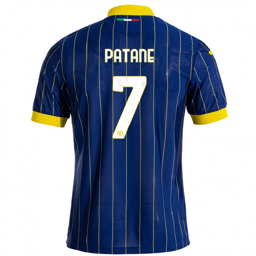 Danxen Män Nicola Patanè #7 Blågul Hemmatröja Matchtröjor 2024/25 Tröjor T-Tröja
