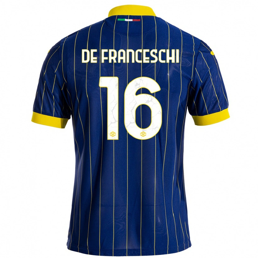 Danxen Män Edoardo De Franceschi #16 Blågul Hemmatröja Matchtröjor 2024/25 Tröjor T-Tröja