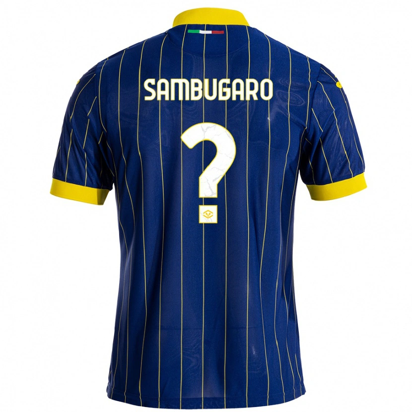 Danxen Män Mattia Sambugaro #0 Blågul Hemmatröja Matchtröjor 2024/25 Tröjor T-Tröja