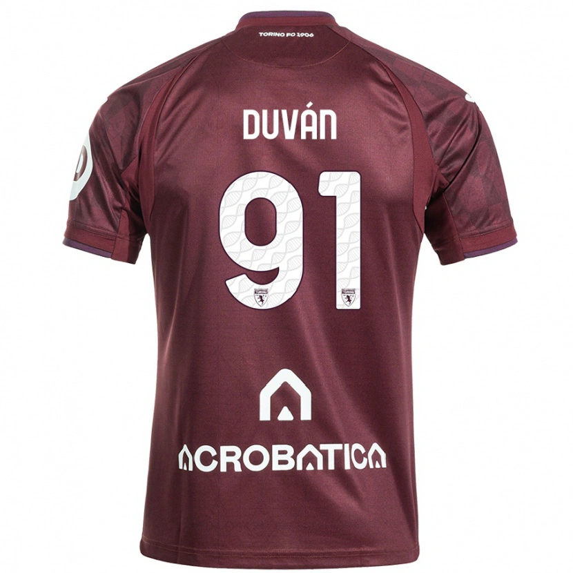 Danxen Män Duván Zapata #91 Rödbrun Vit Hemmatröja Matchtröjor 2024/25 Tröjor T-Tröja