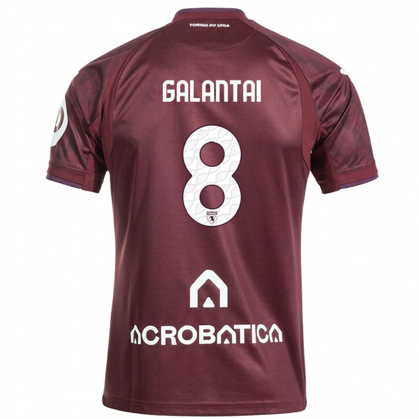 Danxen Män Tamás Galántai #8 Rödbrun Vit Hemmatröja Matchtröjor 2024/25 Tröjor T-Tröja