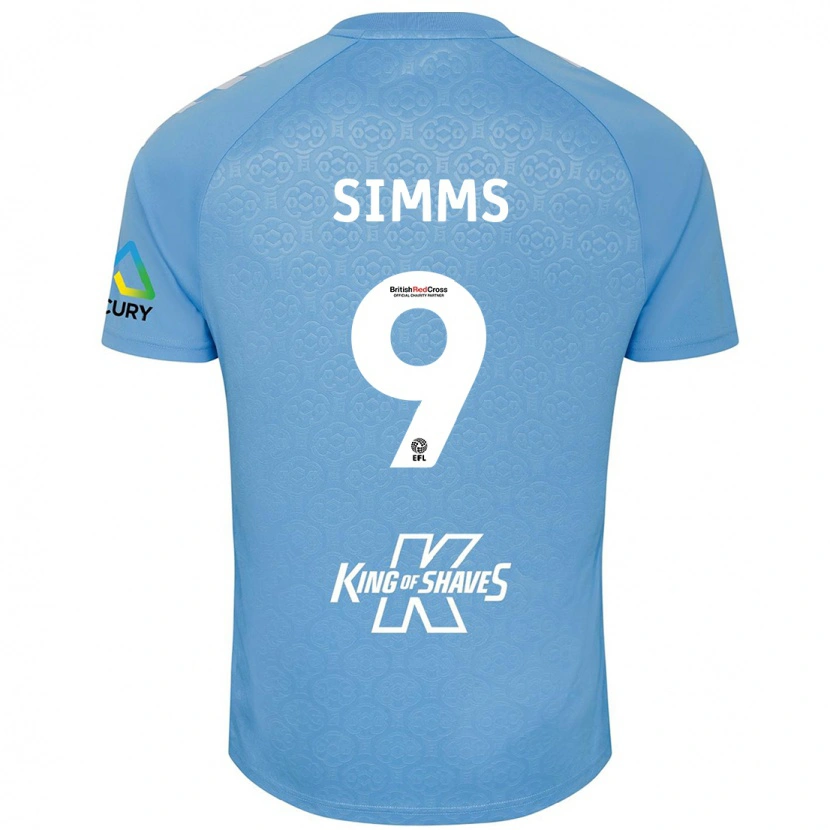 Danxen Män Ellis Simms #9 Blå Vit Hemmatröja Matchtröjor 2024/25 Tröjor T-Tröja