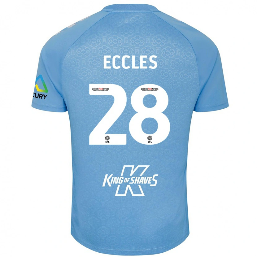 Danxen Män Josh Eccles #28 Blå Vit Hemmatröja Matchtröjor 2024/25 Tröjor T-Tröja