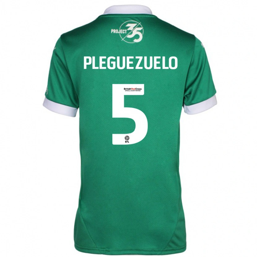Danxen Män Julio Pleguezuelo #5 Grön Vit Hemmatröja Matchtröjor 2024/25 Tröjor T-Tröja