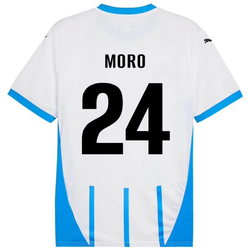 Danxen Män Luca Moro #24 Vit Blå Bortatröja Matchtröjor 2024/25 Tröjor T-Tröja