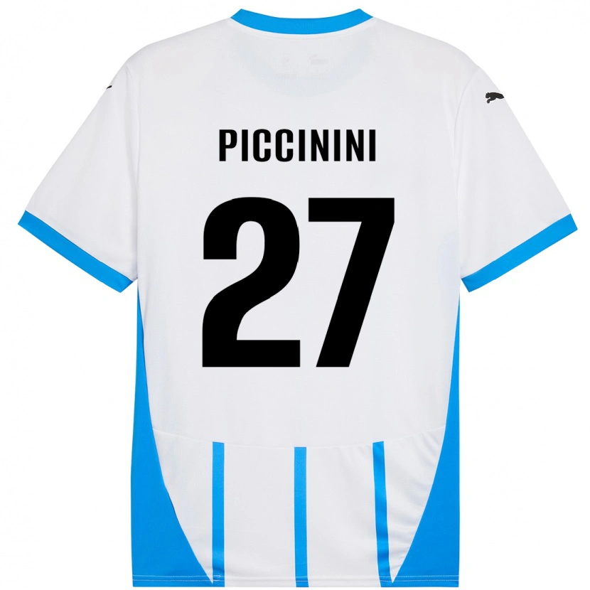 Danxen Män Stefano Piccinini #27 Vit Blå Bortatröja Matchtröjor 2024/25 Tröjor T-Tröja