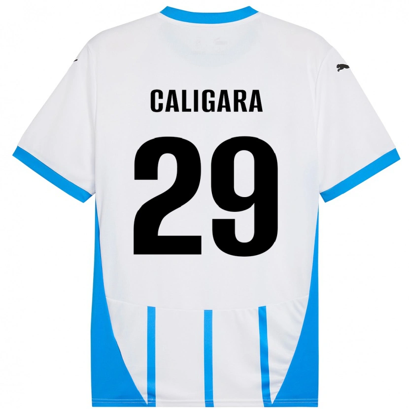 Danxen Män Fabrizio Caligara #29 Vit Blå Bortatröja Matchtröjor 2024/25 Tröjor T-Tröja