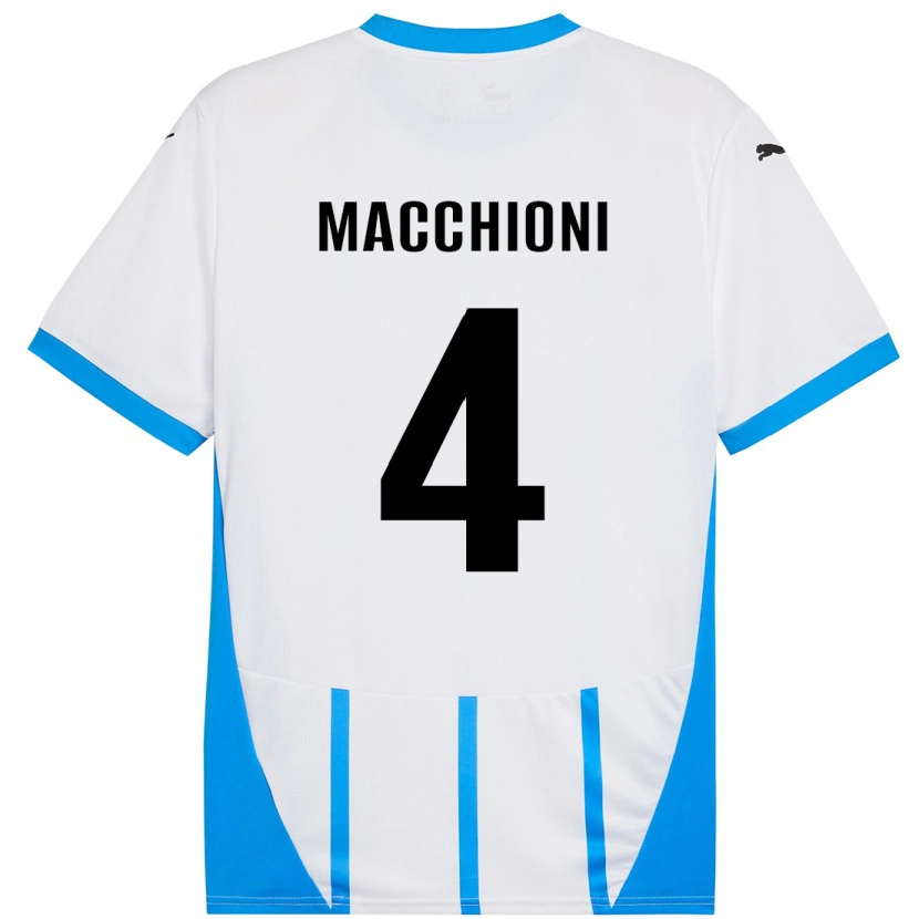 Danxen Män Tommaso Macchioni #4 Vit Blå Bortatröja Matchtröjor 2024/25 Tröjor T-Tröja