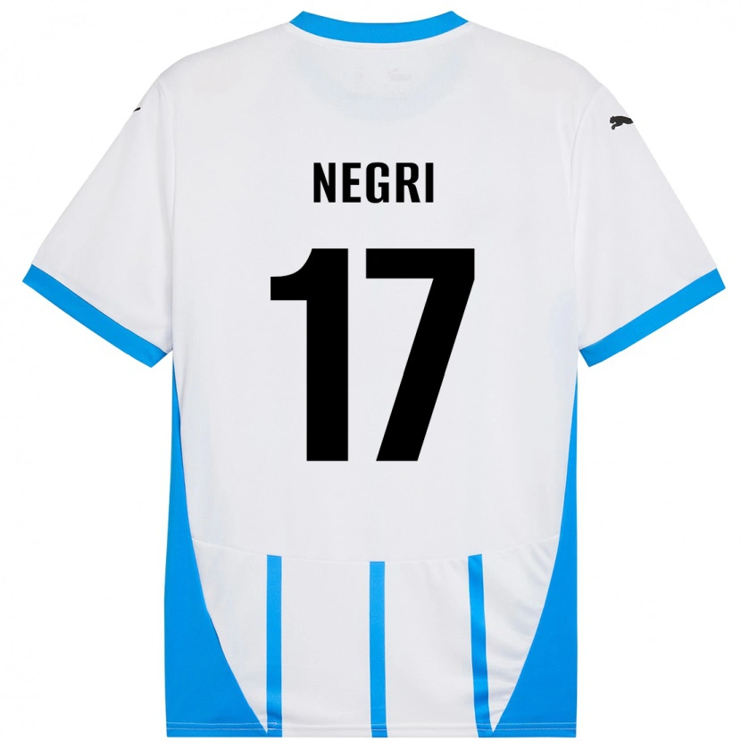 Danxen Män Gabriele Negri #17 Vit Blå Bortatröja Matchtröjor 2024/25 Tröjor T-Tröja