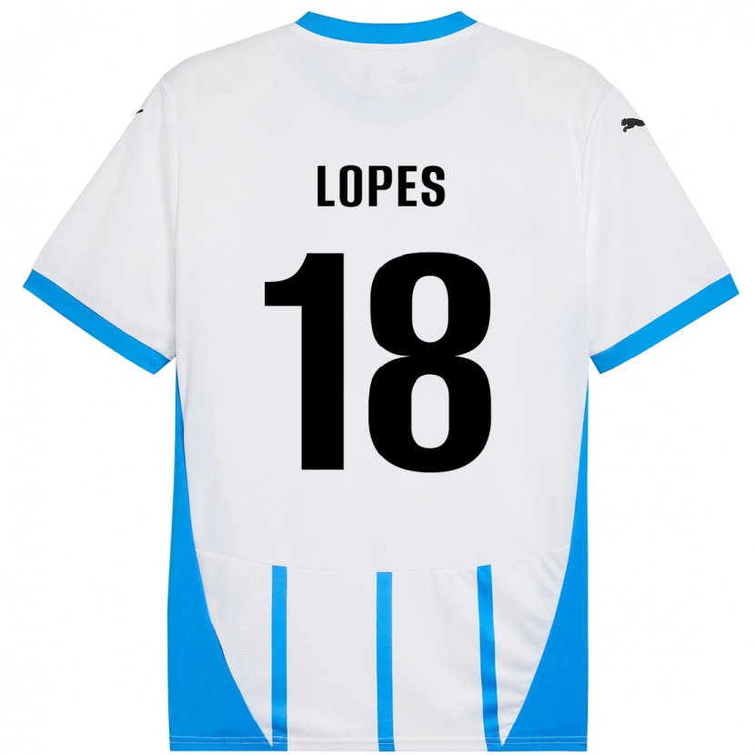 Danxen Män Emerick Lopes #18 Vit Blå Bortatröja Matchtröjor 2024/25 Tröjor T-Tröja