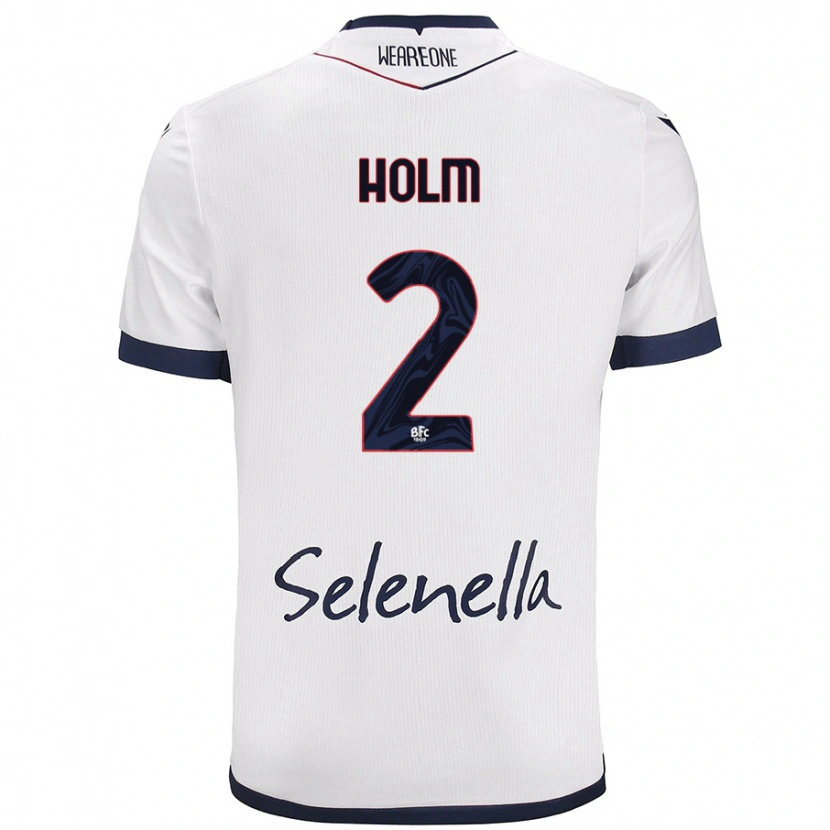 Danxen Män Emil Holm #2 Vit Kungsblå Bortatröja Matchtröjor 2024/25 Tröjor T-Tröja