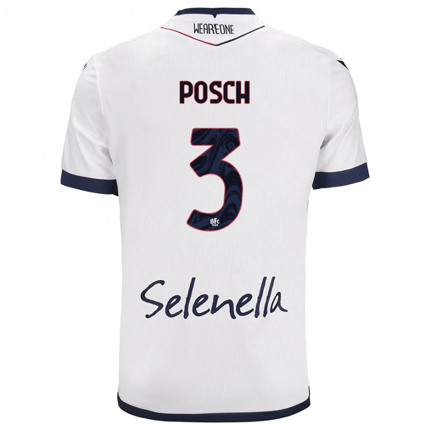 Danxen Män Stefan Posch #3 Vit Kungsblå Bortatröja Matchtröjor 2024/25 Tröjor T-Tröja