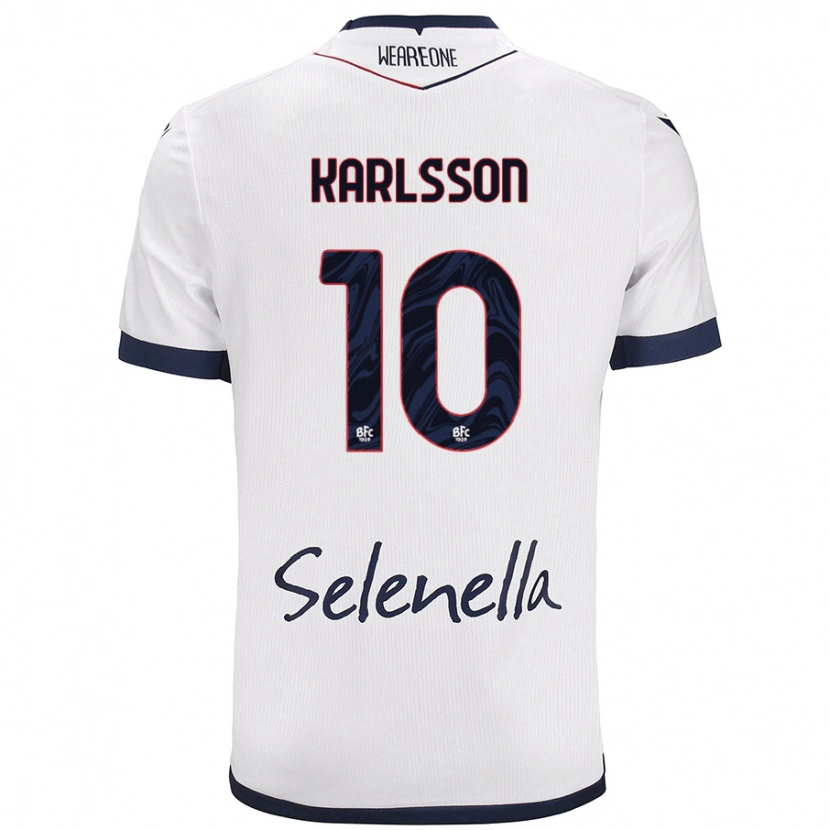 Danxen Män Jesper Karlsson #10 Vit Kungsblå Bortatröja Matchtröjor 2024/25 Tröjor T-Tröja