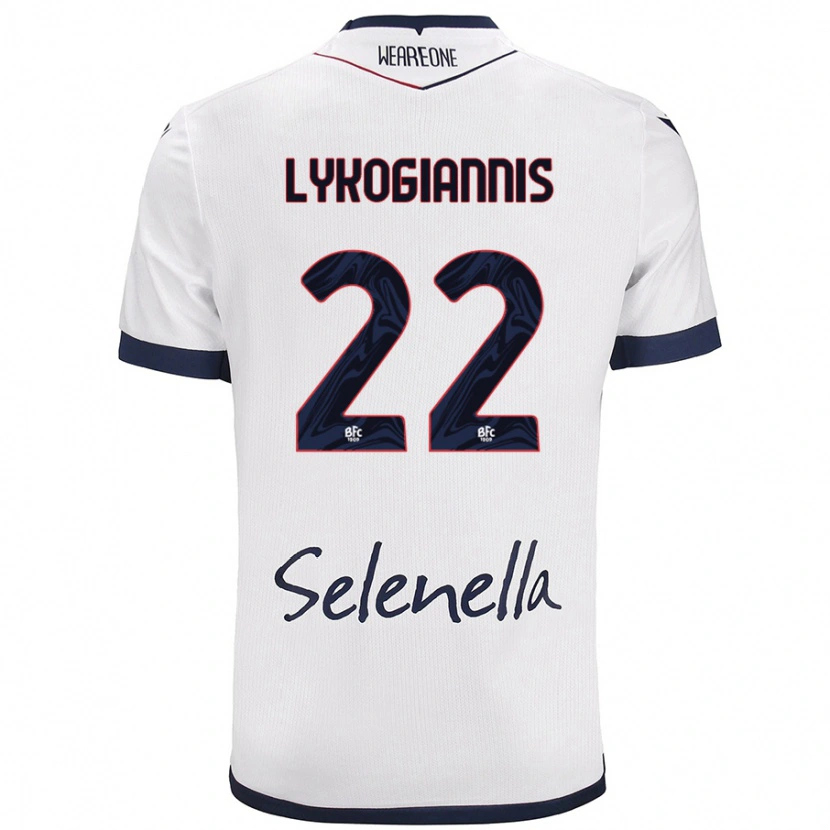 Danxen Män Charalampos Lykogiannis #22 Vit Kungsblå Bortatröja Matchtröjor 2024/25 Tröjor T-Tröja