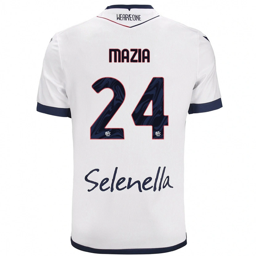 Danxen Män Andrea Mazia #24 Vit Kungsblå Bortatröja Matchtröjor 2024/25 Tröjor T-Tröja