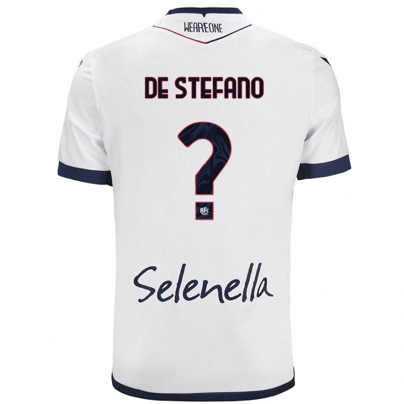 Danxen Män Nicolò De Stefano #0 Vit Kungsblå Bortatröja Matchtröjor 2024/25 Tröjor T-Tröja