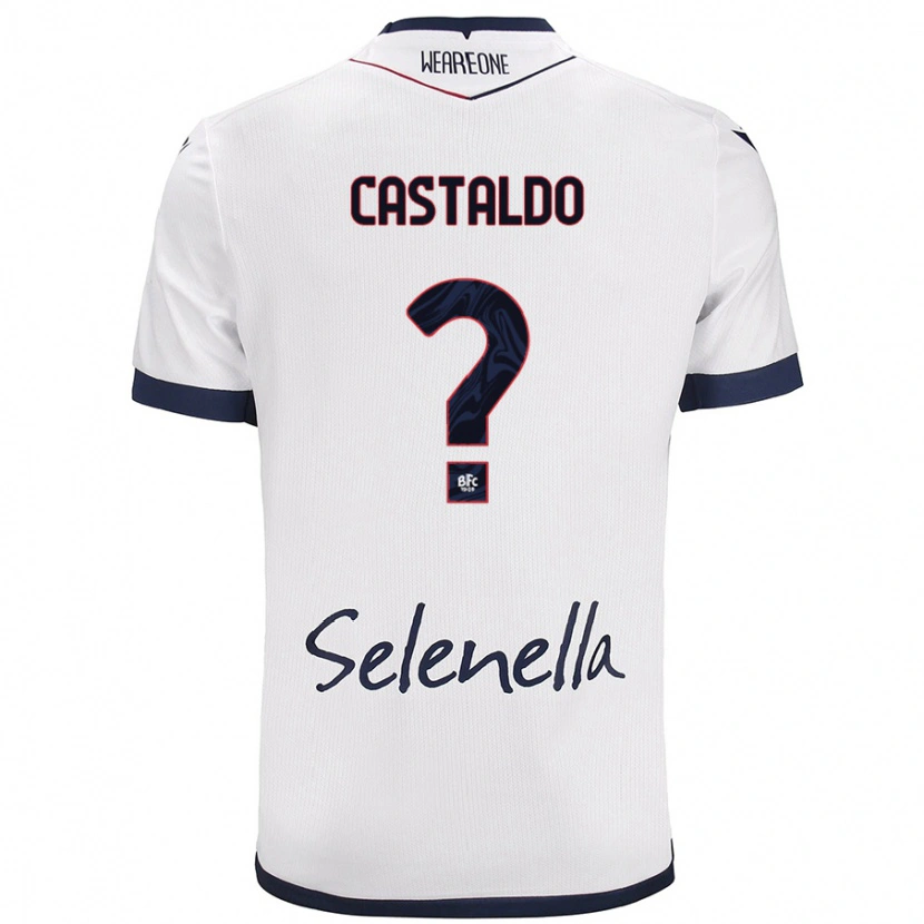 Danxen Män Francesco Castaldo #0 Vit Kungsblå Bortatröja Matchtröjor 2024/25 Tröjor T-Tröja