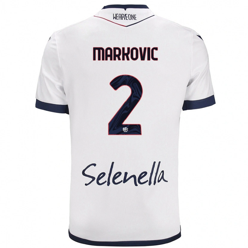 Danxen Män Petar Markovic #2 Vit Kungsblå Bortatröja Matchtröjor 2024/25 Tröjor T-Tröja
