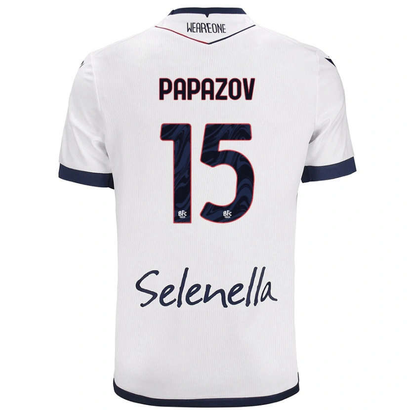 Danxen Män Dimitar Papazov #15 Vit Kungsblå Bortatröja Matchtröjor 2024/25 Tröjor T-Tröja