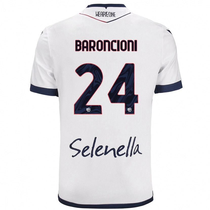 Danxen Män Davide Baroncioni #24 Vit Kungsblå Bortatröja Matchtröjor 2024/25 Tröjor T-Tröja