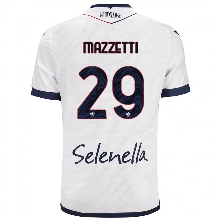 Danxen Män Gabriele Mazzetti #29 Vit Kungsblå Bortatröja Matchtröjor 2024/25 Tröjor T-Tröja