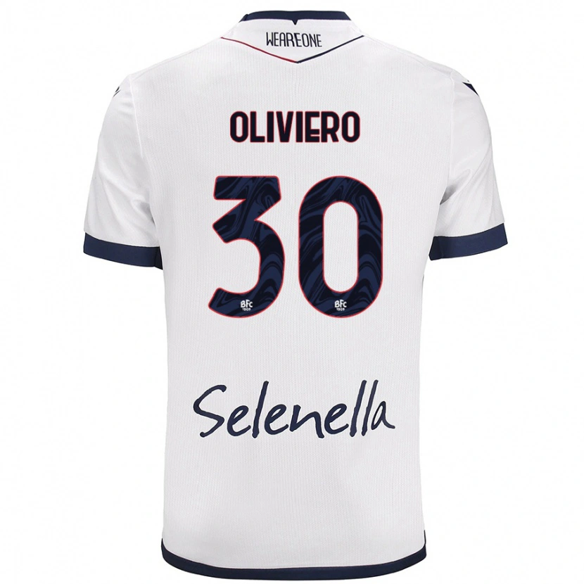 Danxen Män Andrea Oliviero #30 Vit Kungsblå Bortatröja Matchtröjor 2024/25 Tröjor T-Tröja
