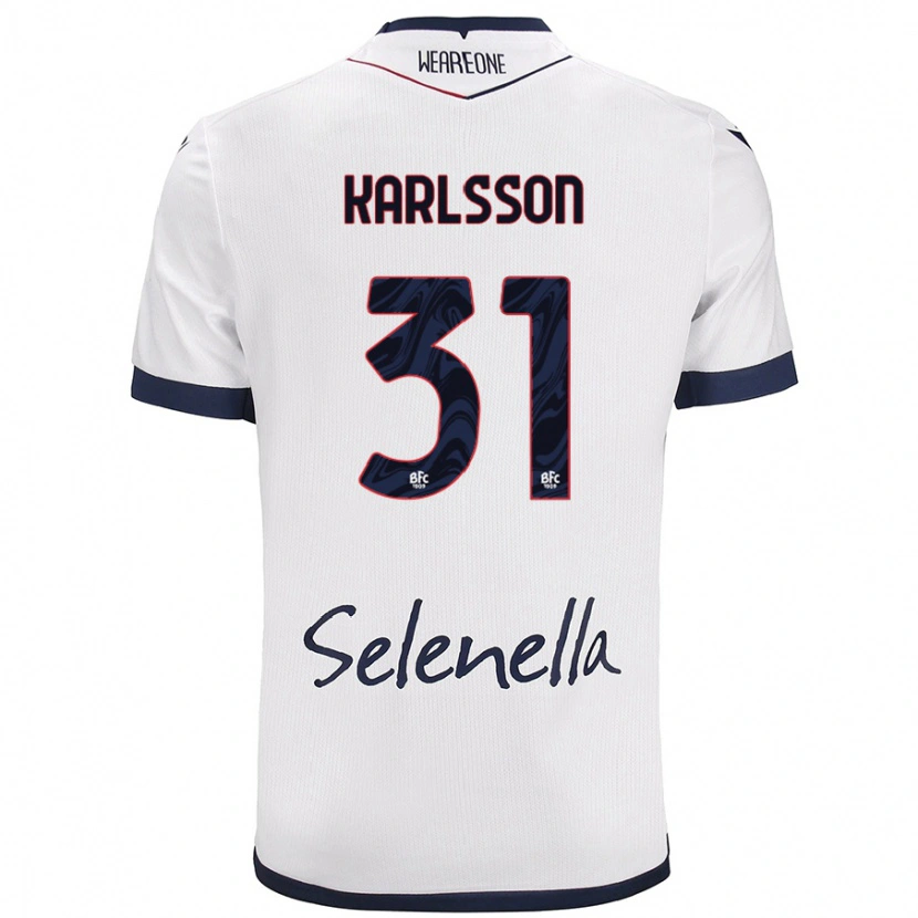 Danxen Män Kazper Karlsson #31 Vit Kungsblå Bortatröja Matchtröjor 2024/25 Tröjor T-Tröja