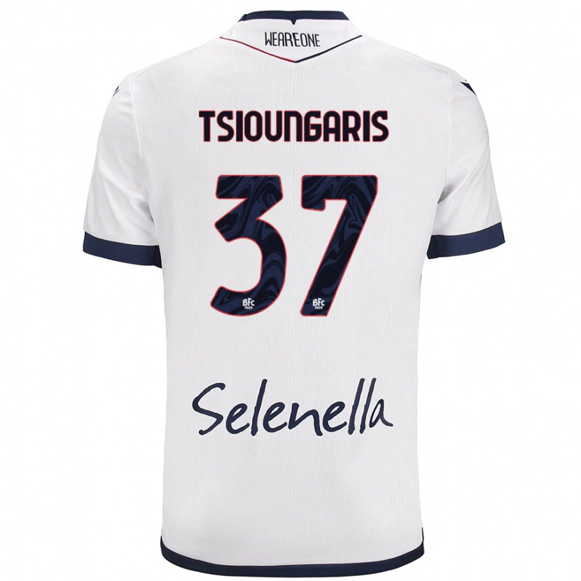 Danxen Män Theodoros Tsioungaris #37 Vit Kungsblå Bortatröja Matchtröjor 2024/25 Tröjor T-Tröja
