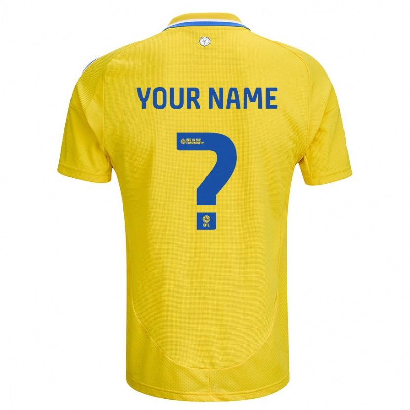 Danxen Män Ditt Namn #0 Gul Blå Bortatröja Matchtröjor 2024/25 Tröjor T-Tröja