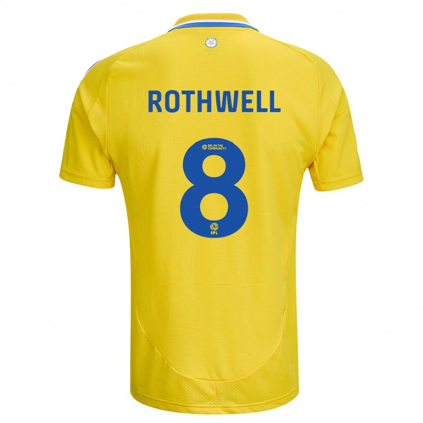 Danxen Män Joe Rothwell #8 Gul Blå Bortatröja Matchtröjor 2024/25 Tröjor T-Tröja